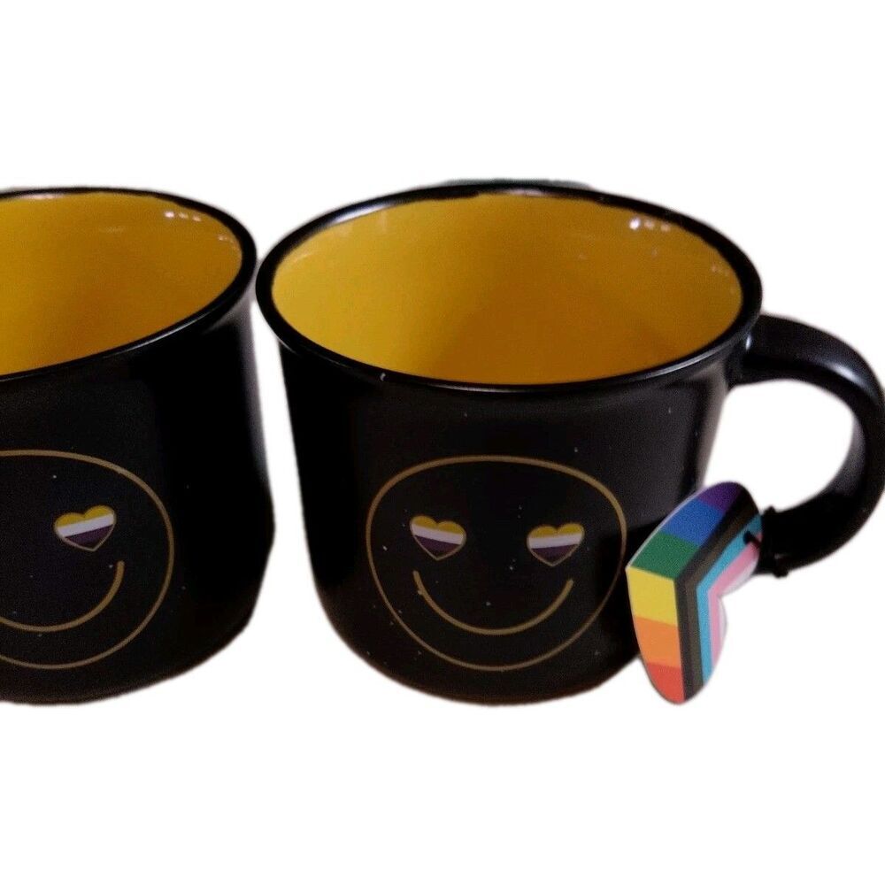 NWT Sheffield Home "Be You" Pride Mug Set of 2 Non-Binary Heart Eyes Smiley Face - Picture 4 of 16